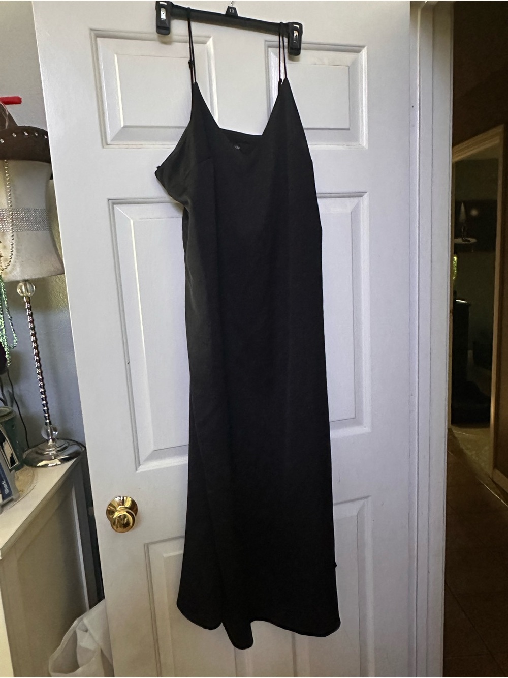 Black Slip Dress with Spaghetti Straps